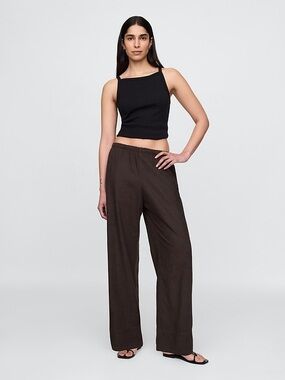 GAP Women's Linen-Blend Easy Wide-Leg Pants